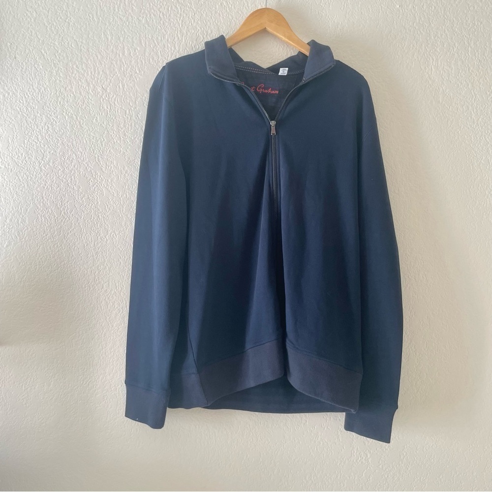 Robert Graham Full-Zip Sweater Mens Navy Blue Classic-Fit